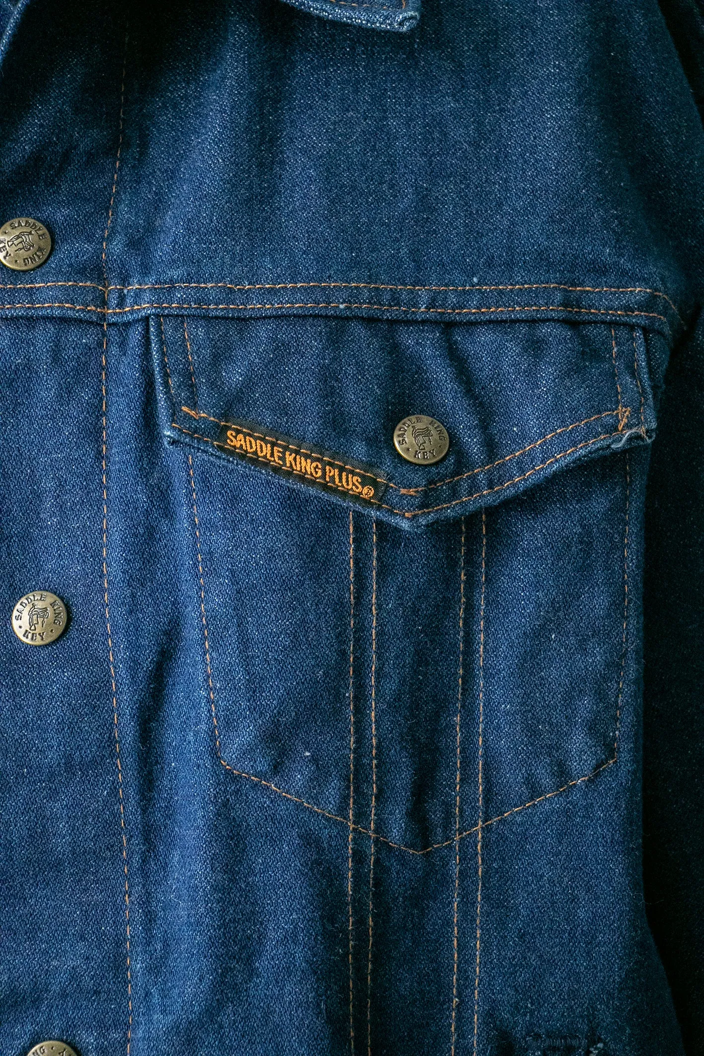 1980s Denim Jacket Saddle King Blue Jean M 38"