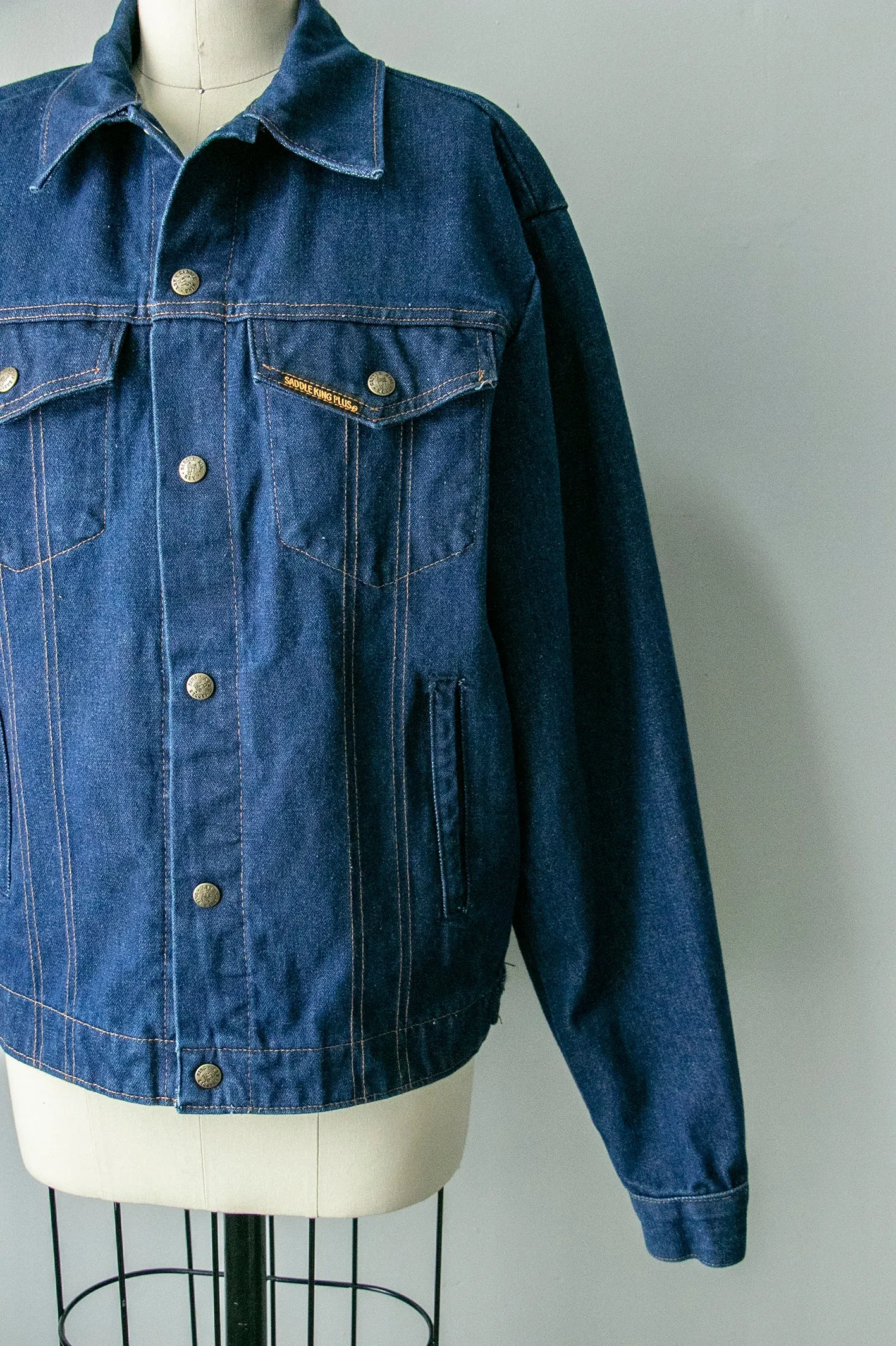 1980s Denim Jacket Saddle King Blue Jean M 38"