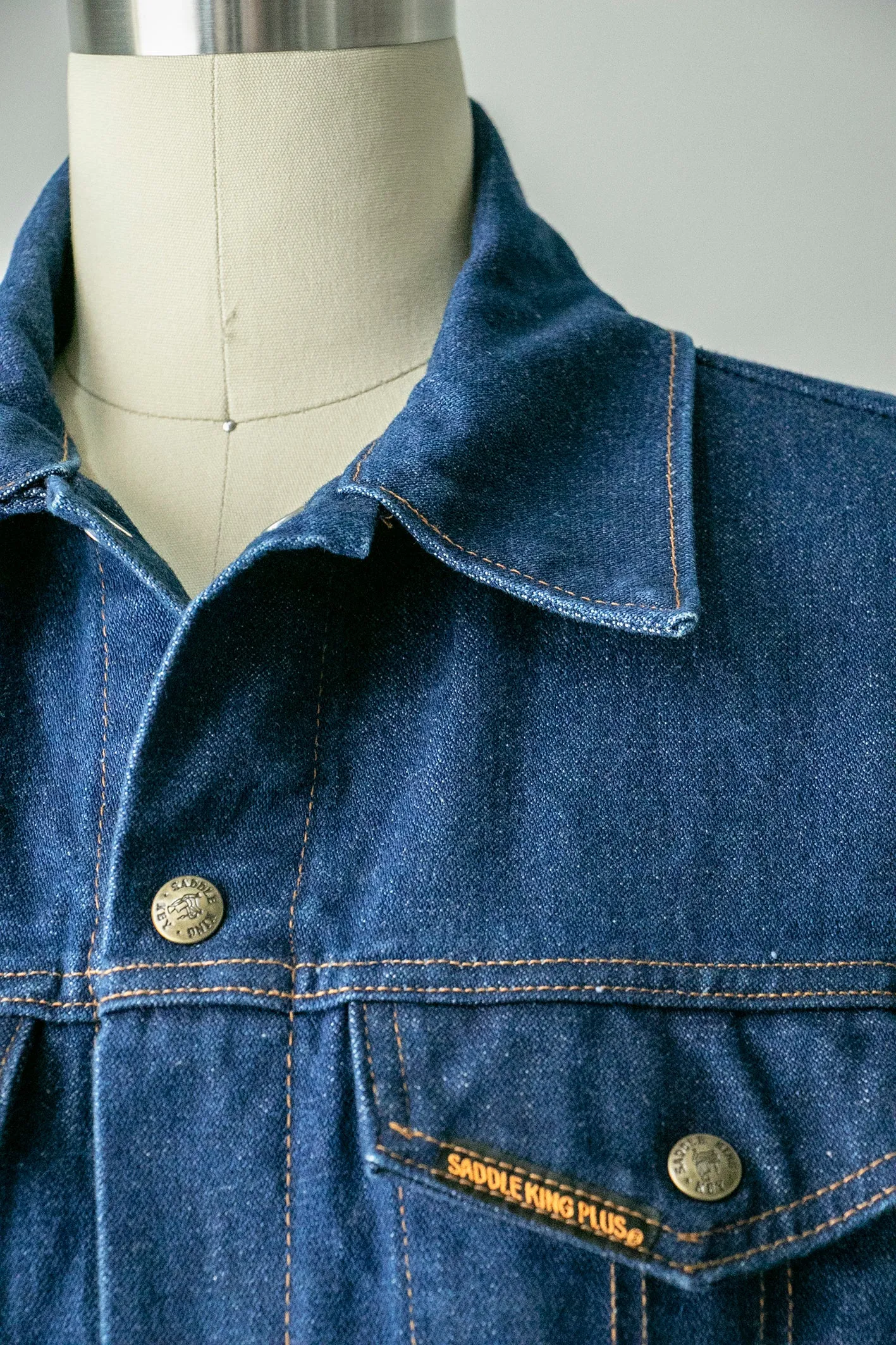 1980s Denim Jacket Saddle King Blue Jean M 38"