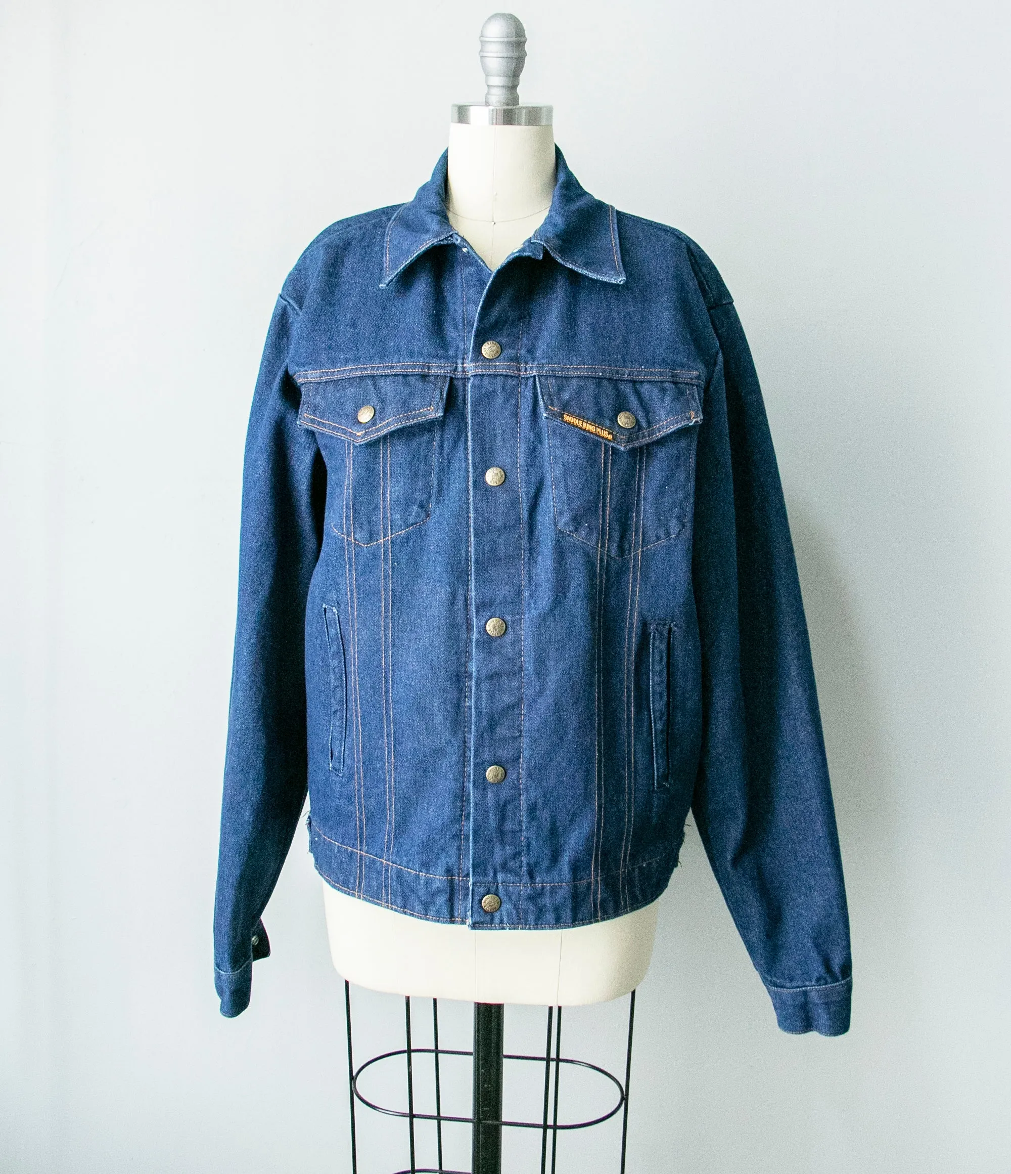 1980s Denim Jacket Saddle King Blue Jean M 38"
