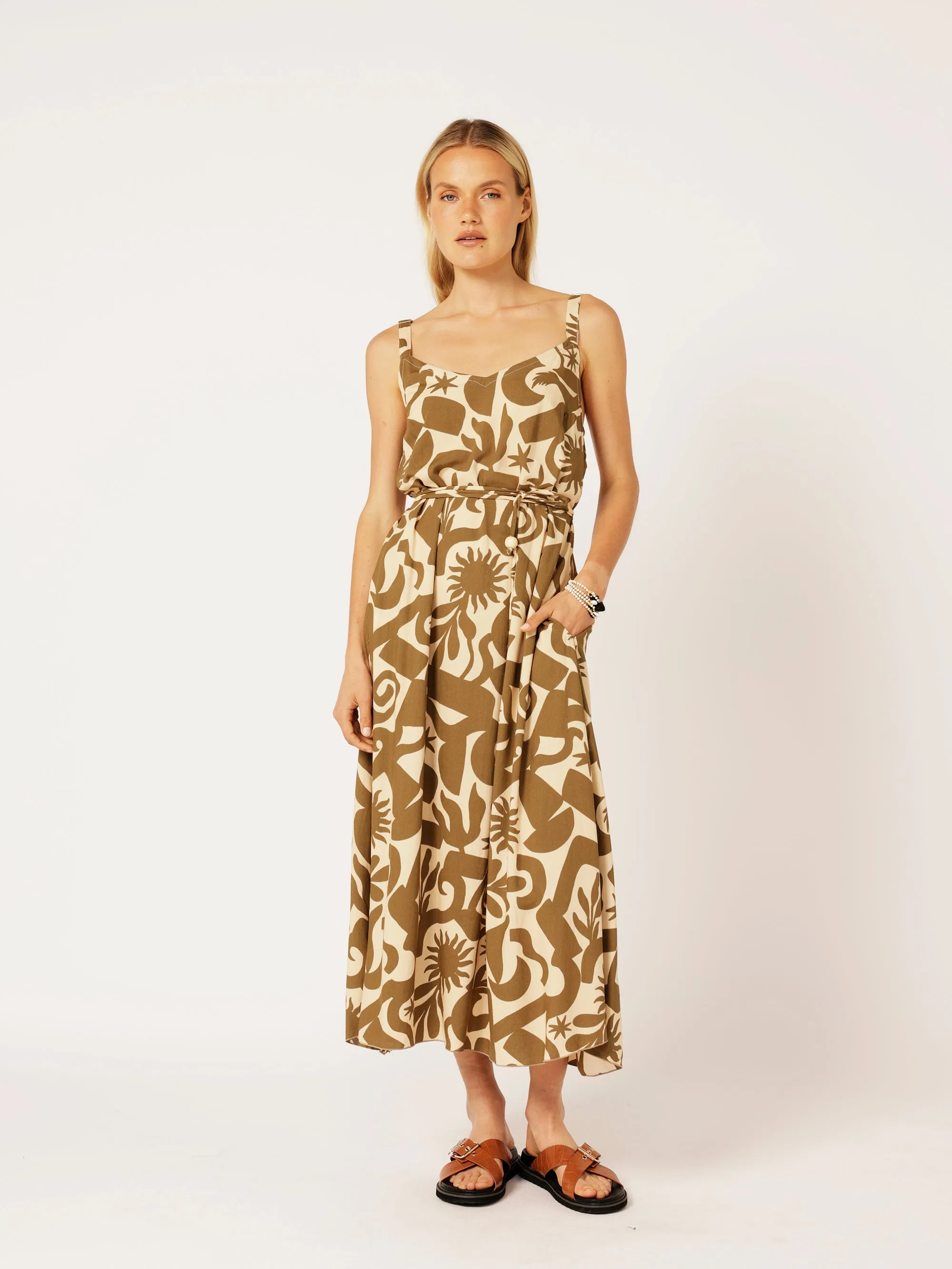 A-line Slip Dress | Soleil Khaki