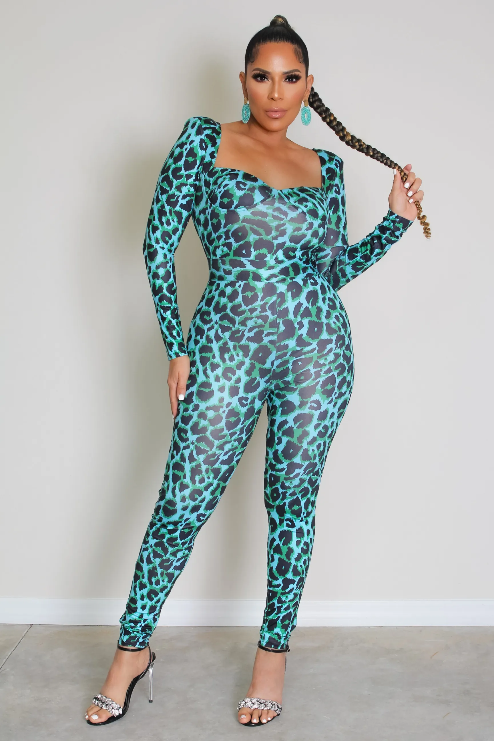 Alexis Leopard Print Sweetheart Neck Jumpsuit