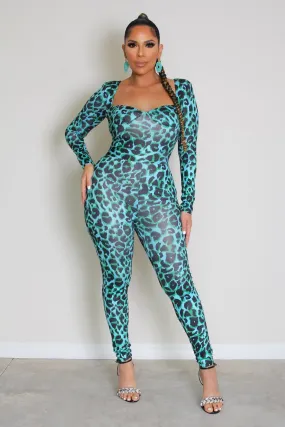Alexis Leopard Print Sweetheart Neck Jumpsuit