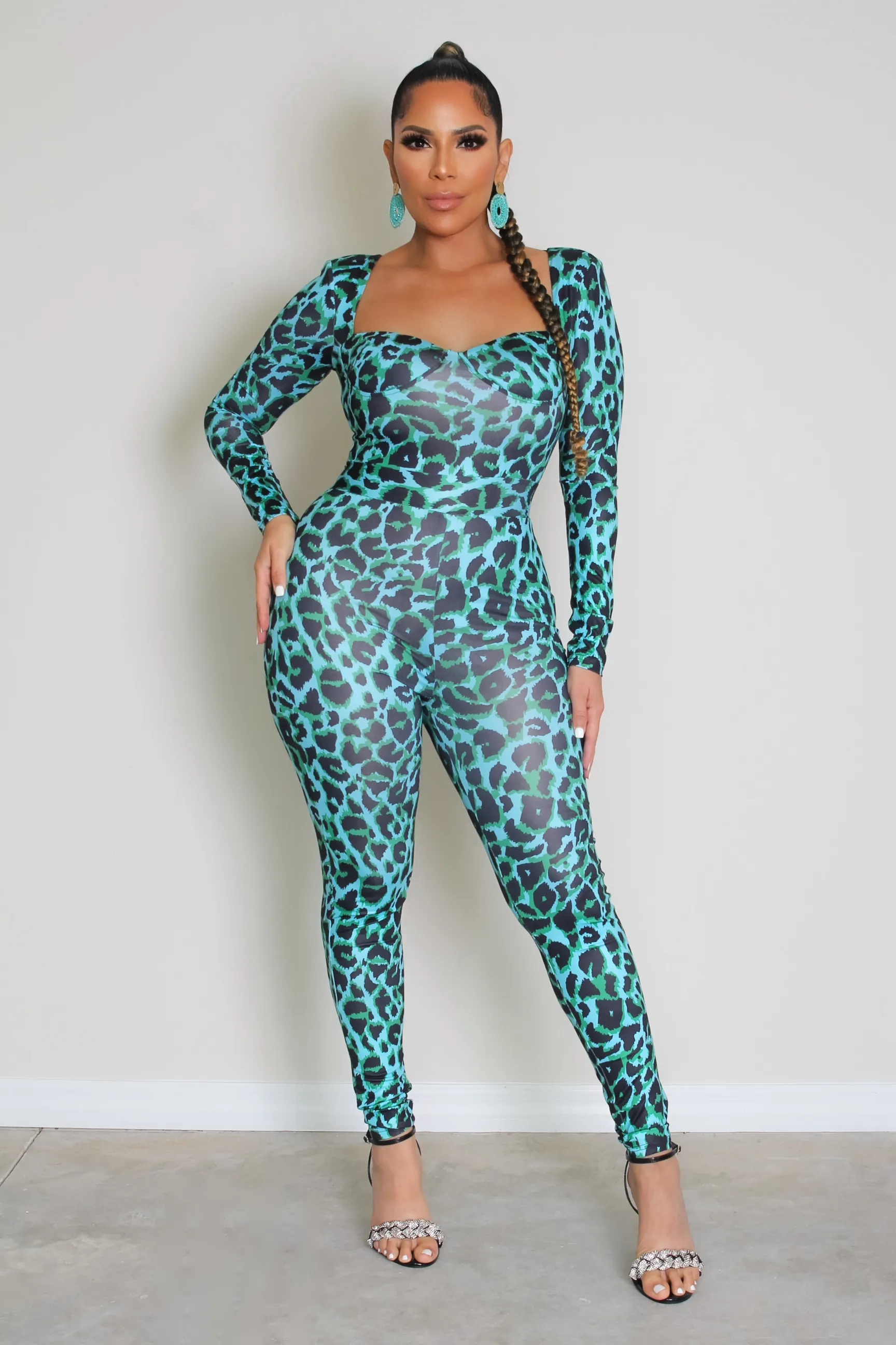 Alexis Leopard Print Sweetheart Neck Jumpsuit