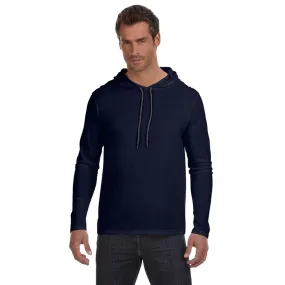 Anvil Men's Navy Lightweight Long-Sleeve Hooded T-Shirt