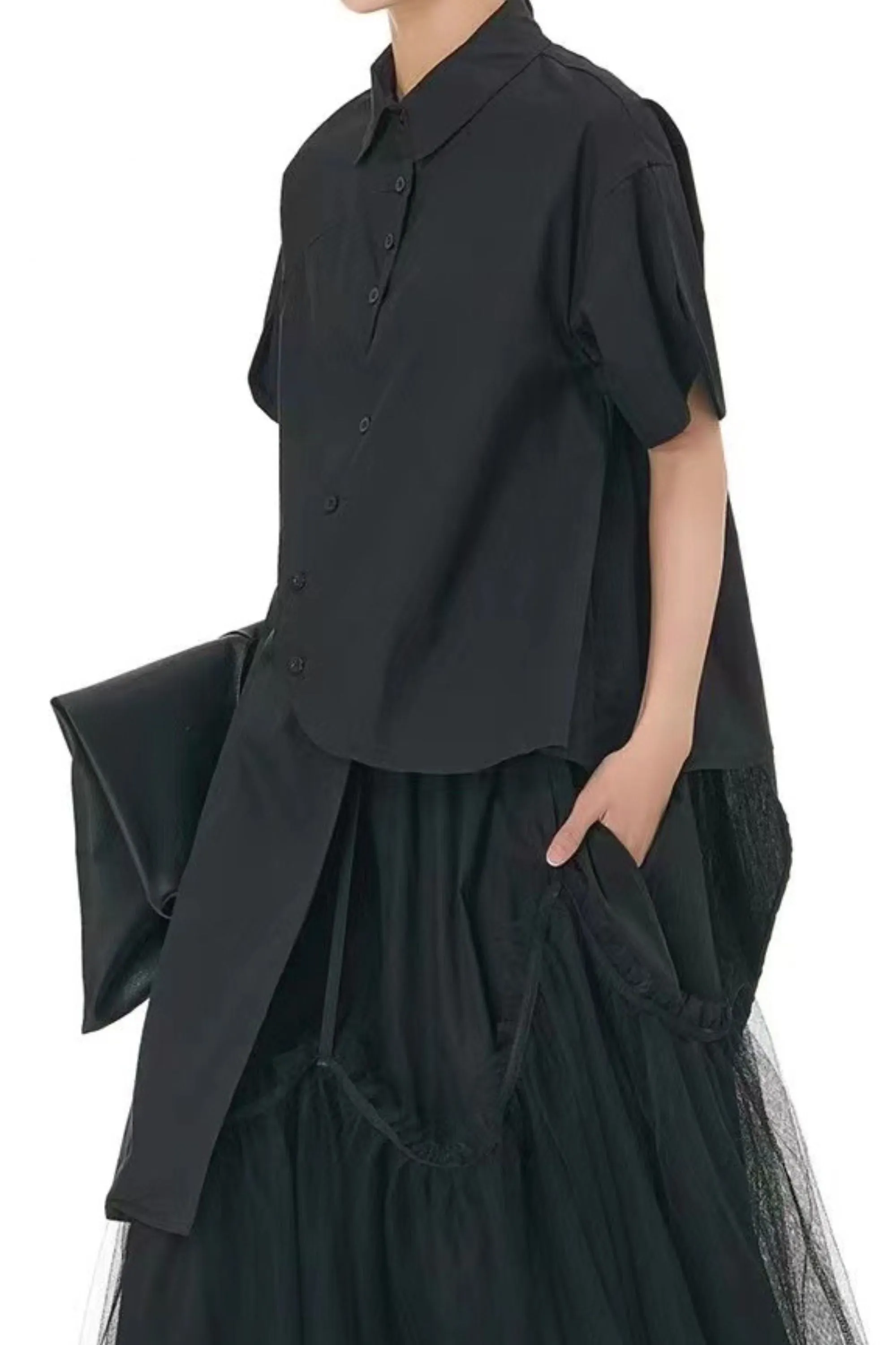Asymmetrical Oversized Shirt Black