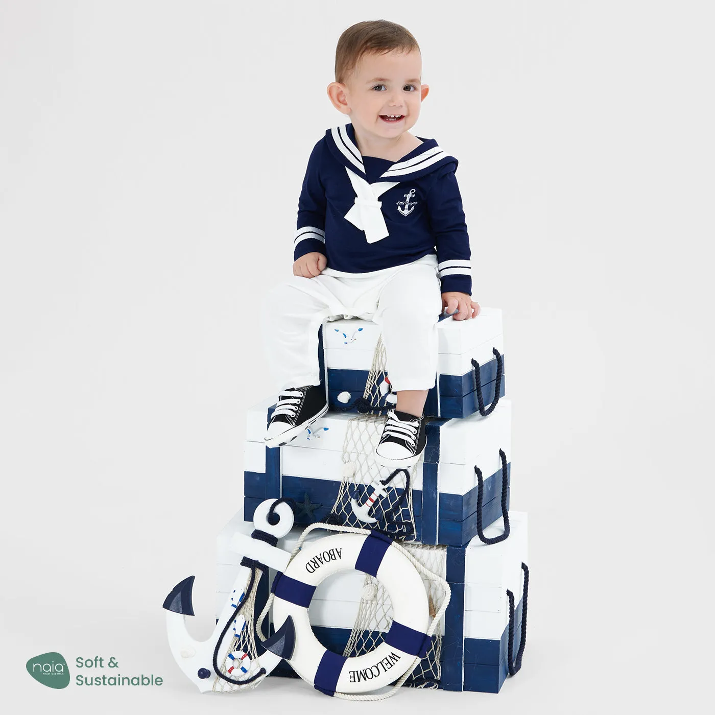 Baby Boy/Girl Naia Classic Navy Design Long Sleeve Jumpsuit