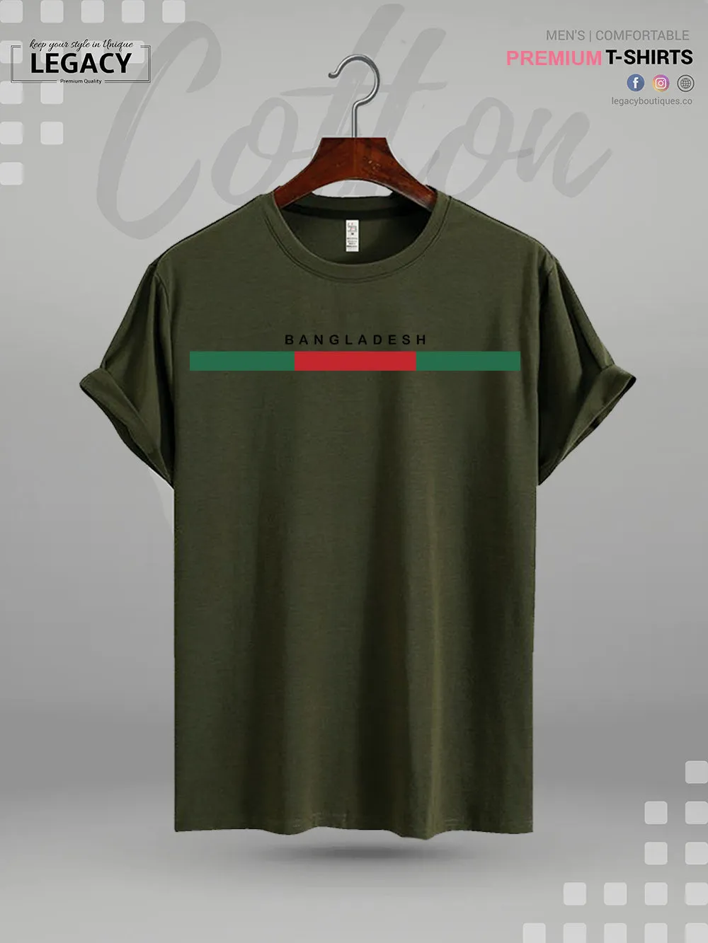 Bangladesh Flag Printed Men's Premium Quality T-Shirt In Lowest Price Only In Dhaka