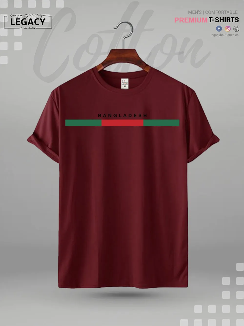Bangladesh Flag Printed Men's Premium Quality T-Shirt In Lowest Price Only In Dhaka