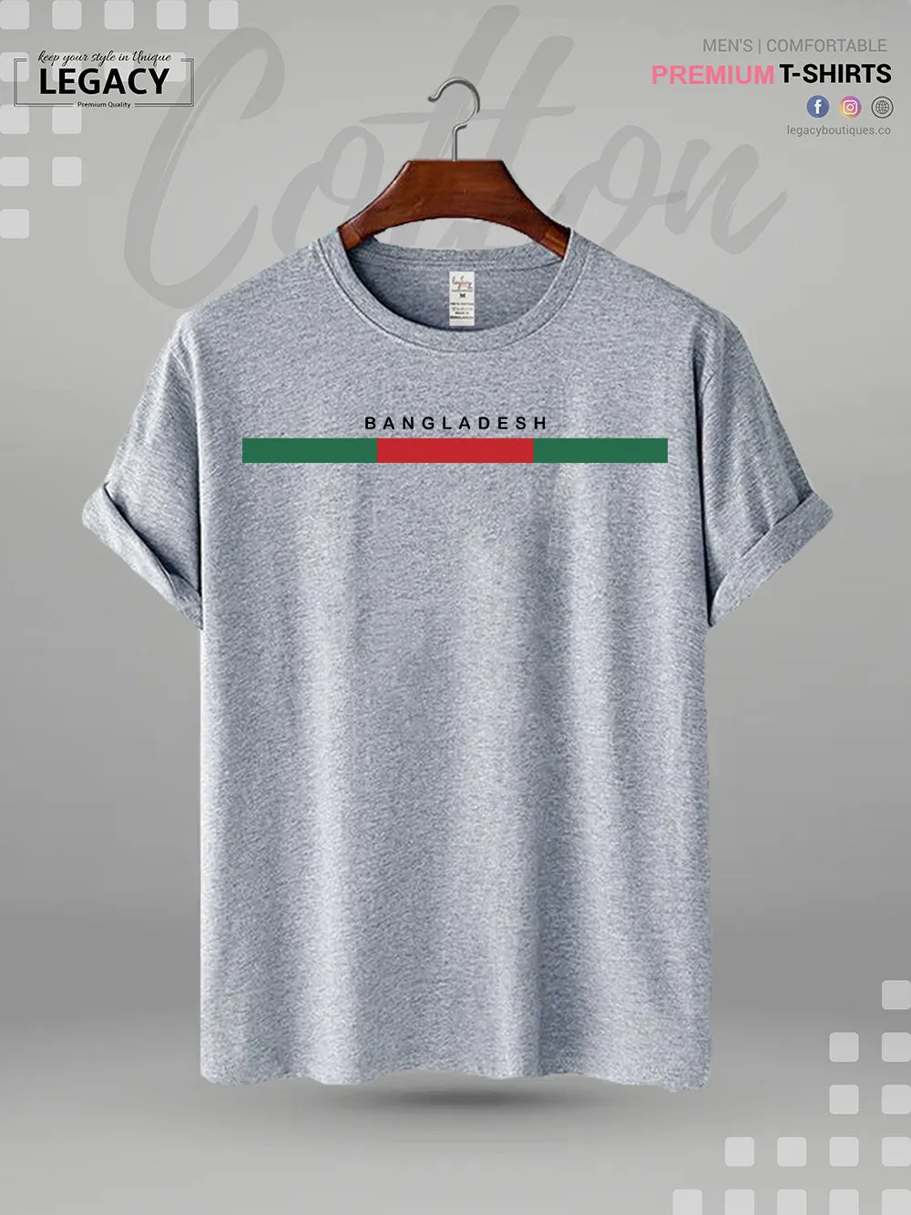 Bangladesh Flag Printed Men's Premium Quality T-Shirt In Lowest Price Only In Dhaka