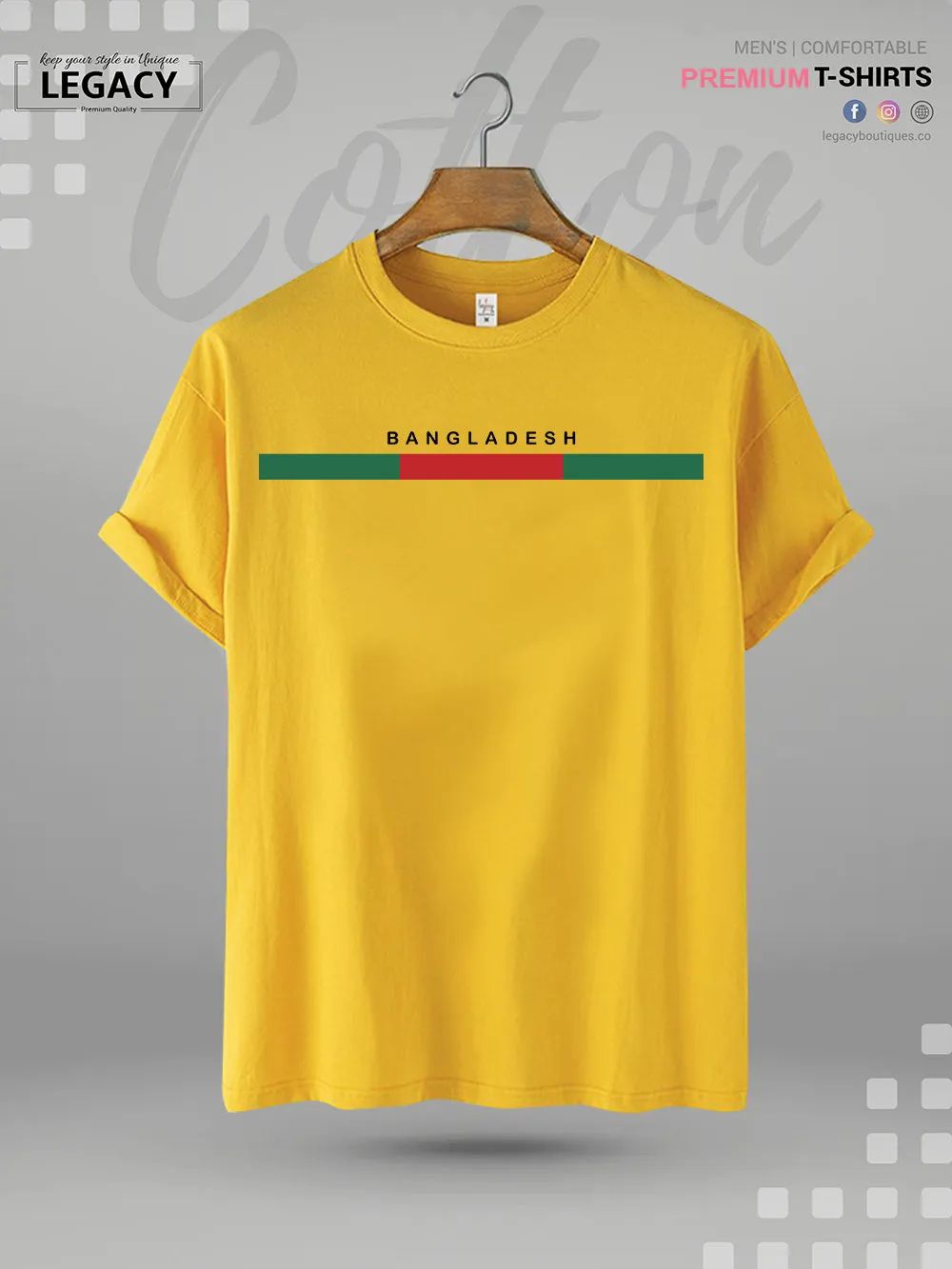 Bangladesh Flag Printed Men's Premium Quality T-Shirt In Lowest Price Only In Dhaka