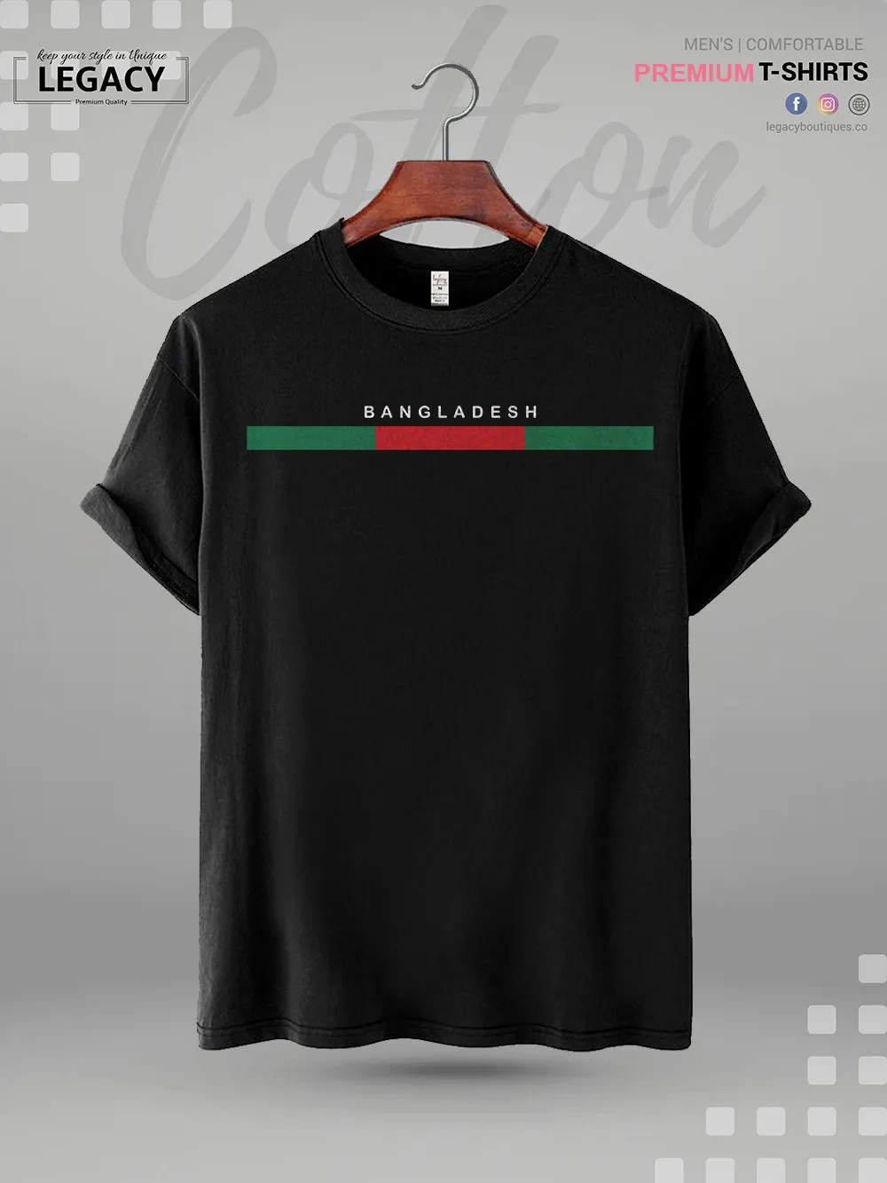 Bangladesh Flag Printed Men's Premium Quality T-Shirt In Lowest Price Only In Dhaka