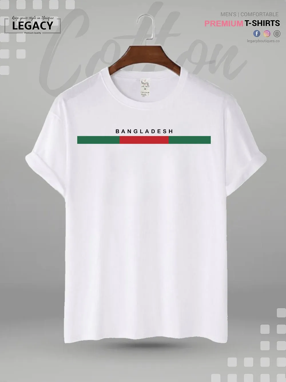 Bangladesh Flag Printed Men's Premium Quality T-Shirt In Lowest Price Only In Dhaka