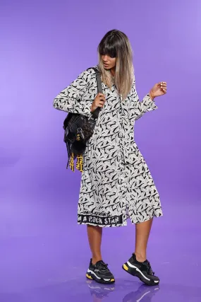 Black and white printed long dress | ROCK STAR DRESS