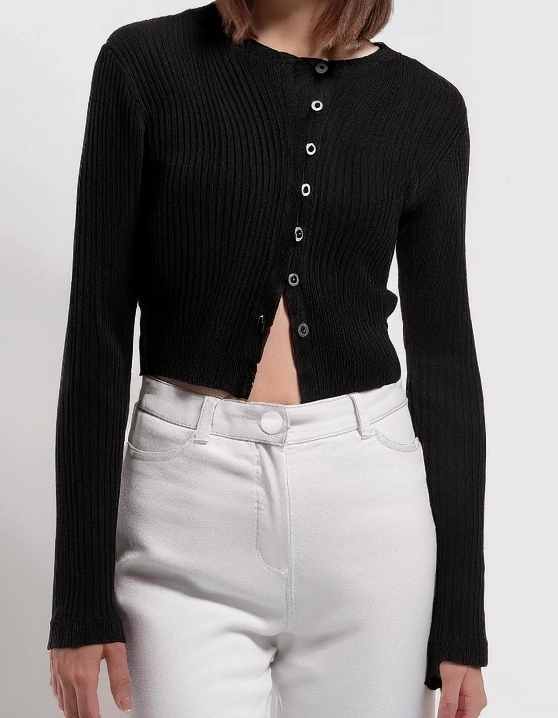 Black Cropped Cardigan