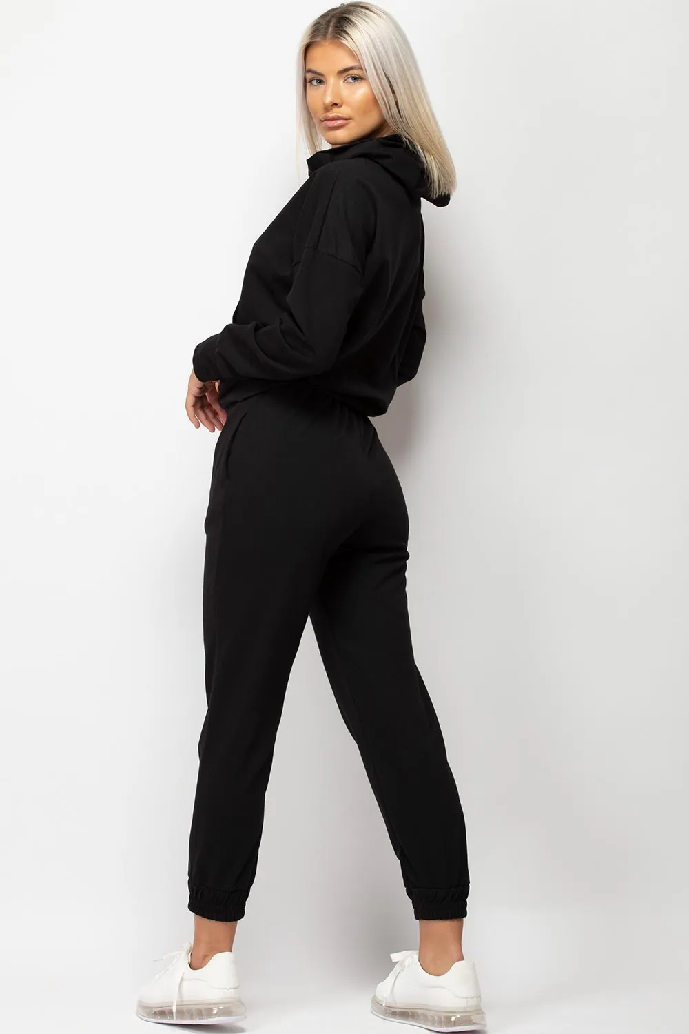 Black Hooded Loungewear Set