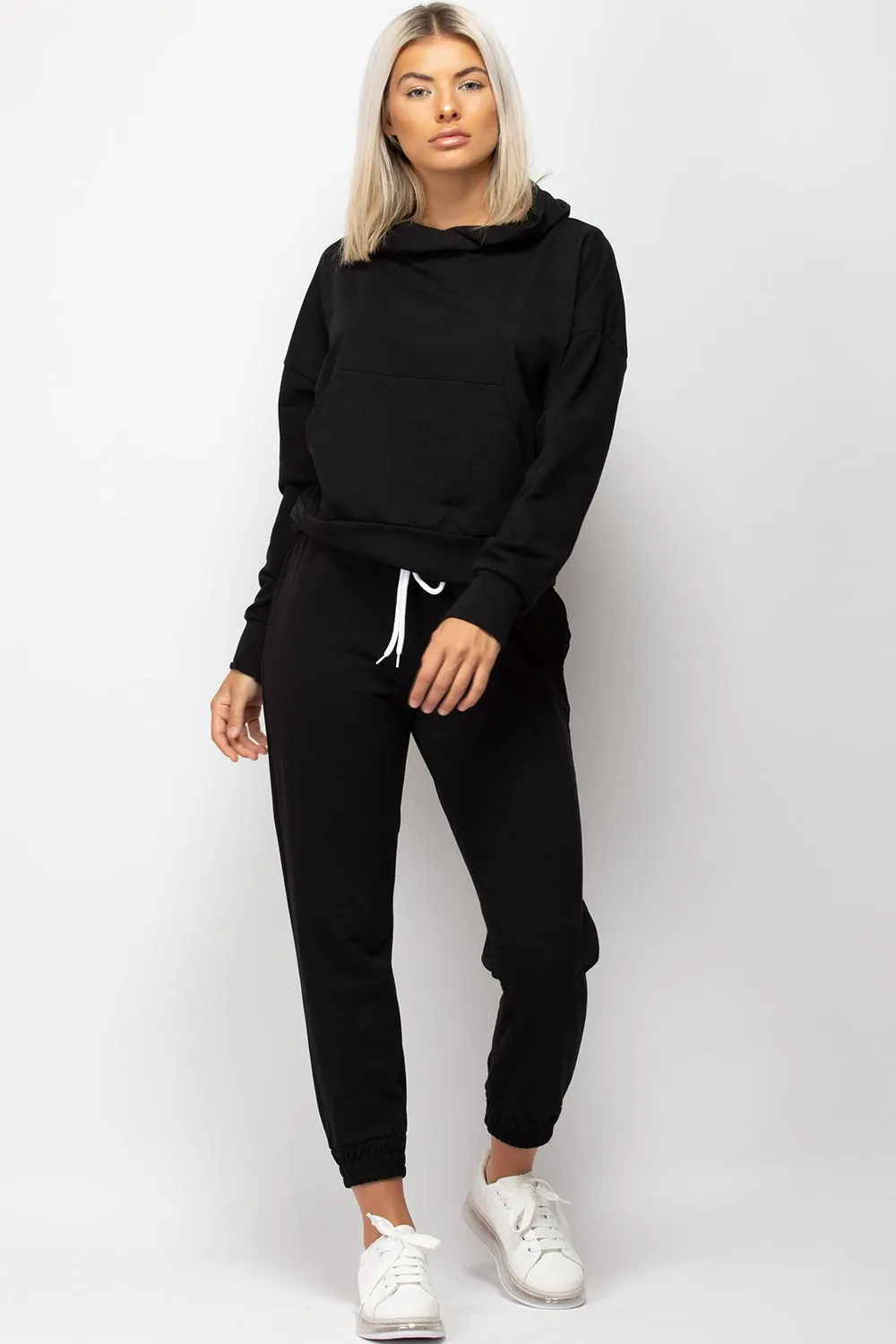Black Hooded Loungewear Set