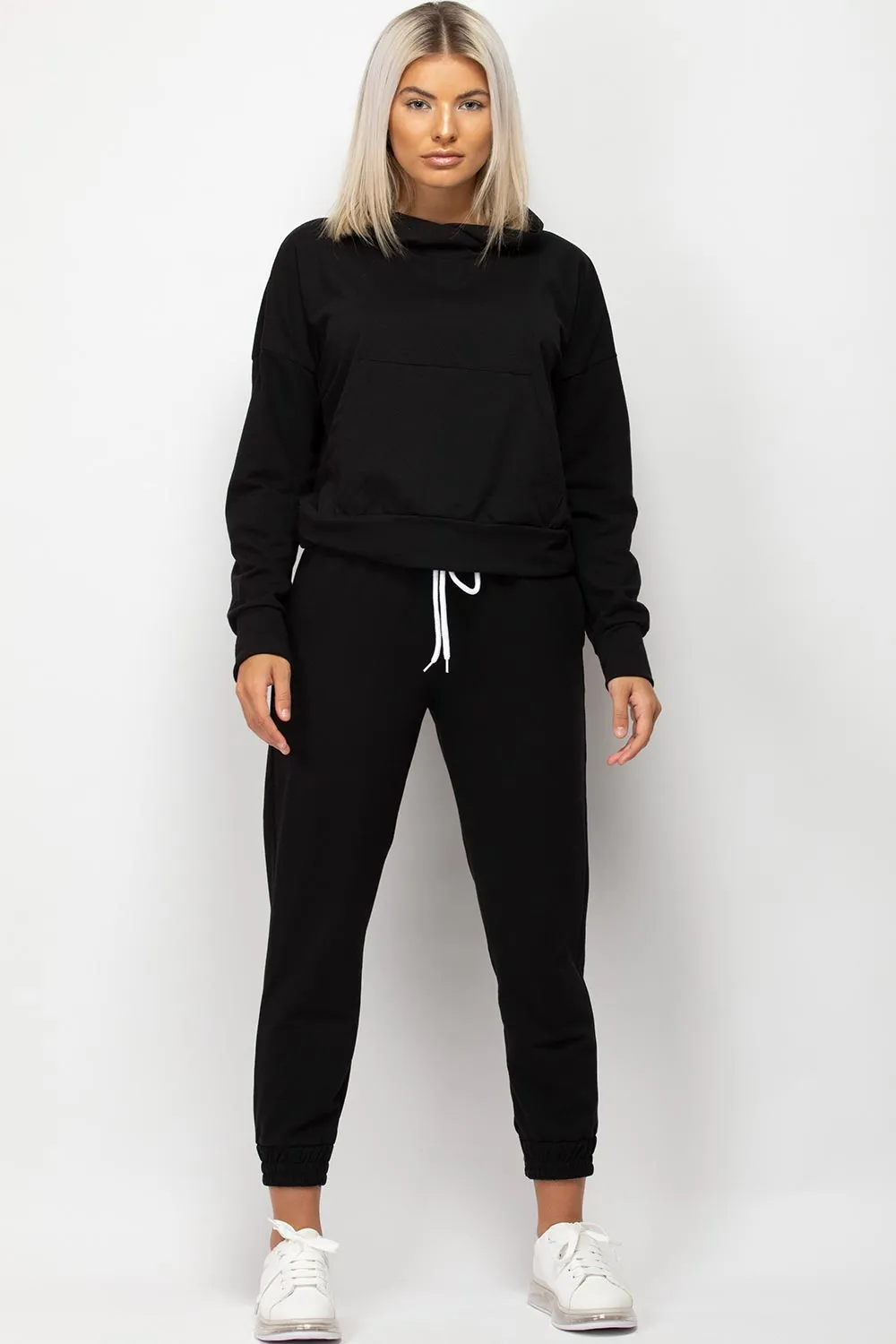Black Hooded Loungewear Set