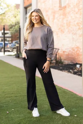 Black Relaxed Fit  Straight Leg