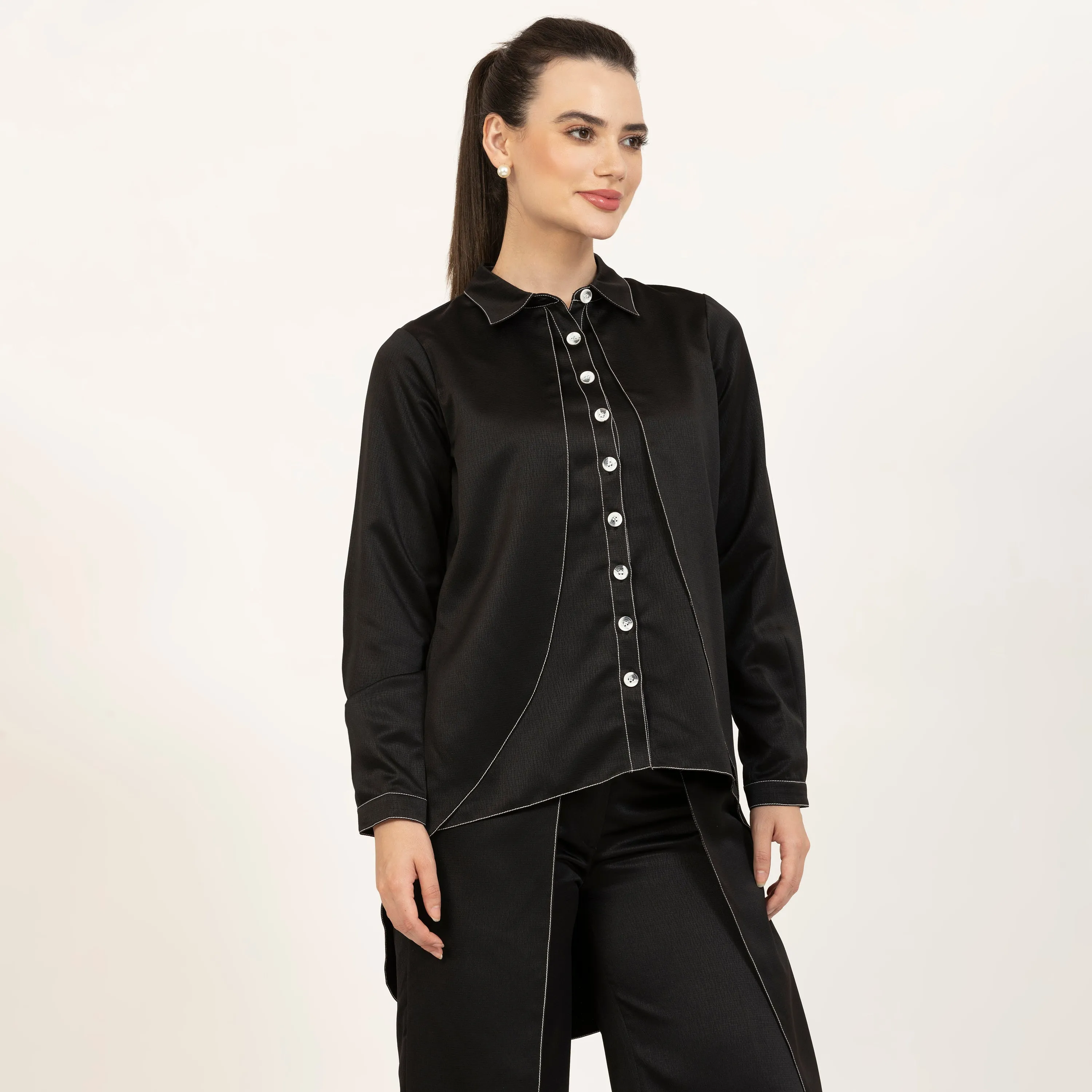 Black Texture Double Layer Top