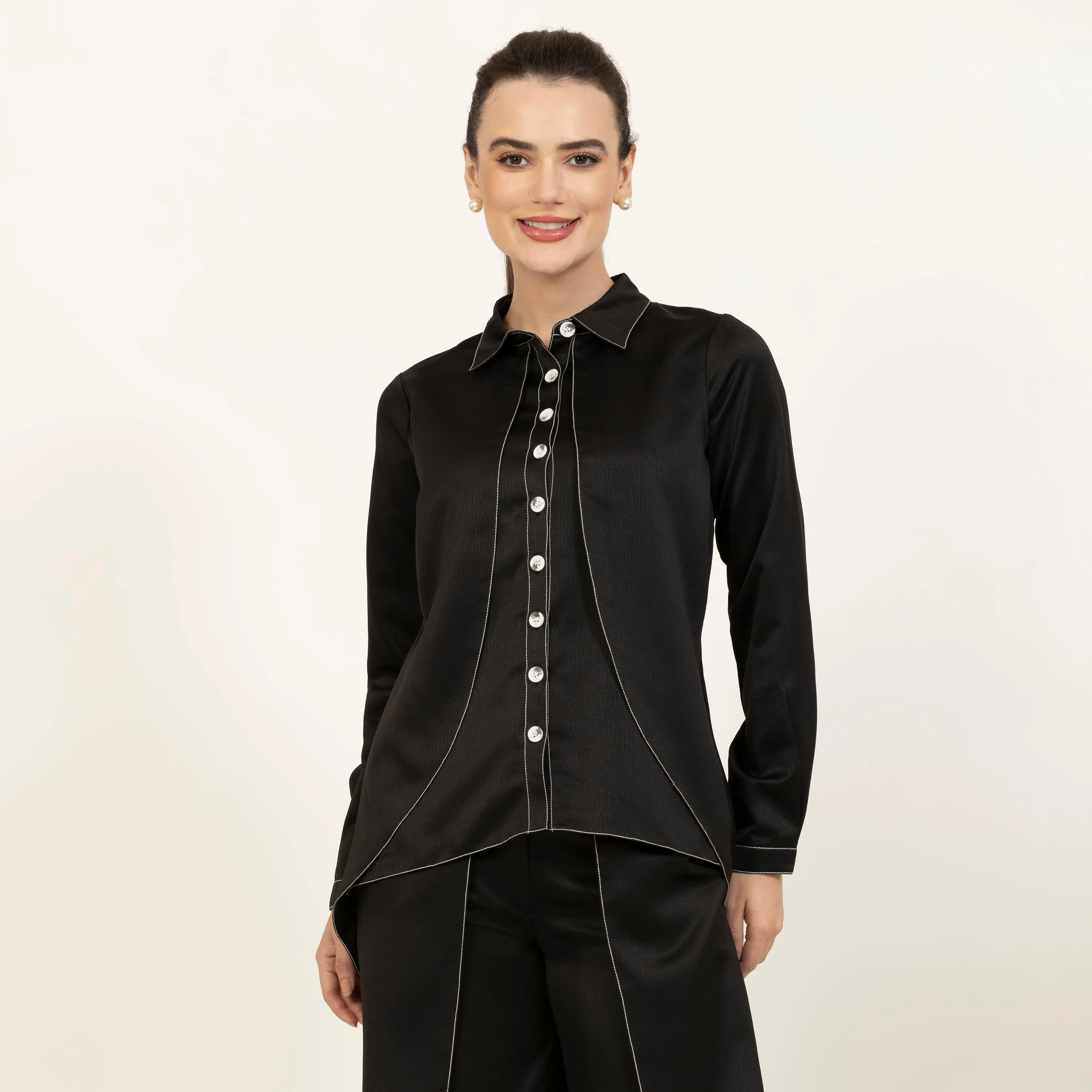 Black Texture Double Layer Top