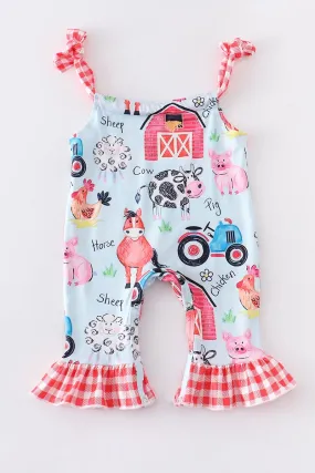 Blue farm animals jumpsuit