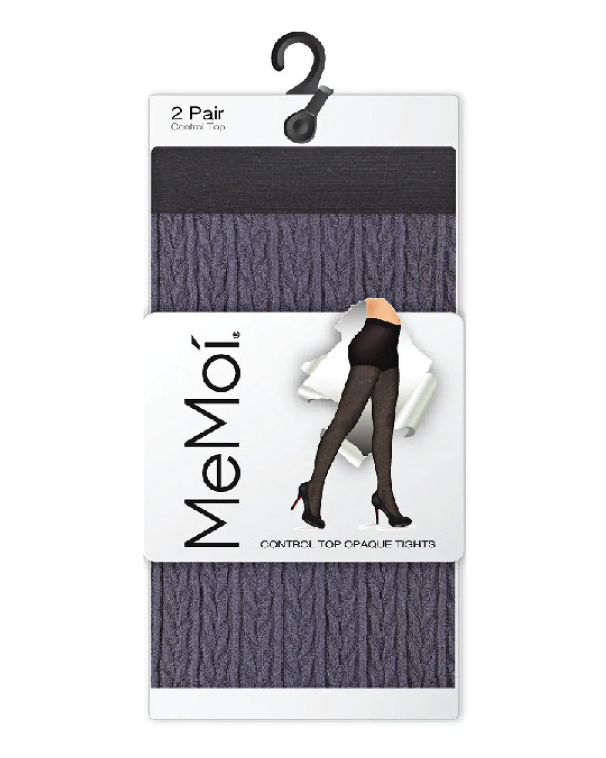 Braided Chain/Solid Control Top Tights 2 Pack