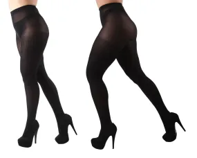 Braided Chain/Solid Control Top Tights 2 Pack