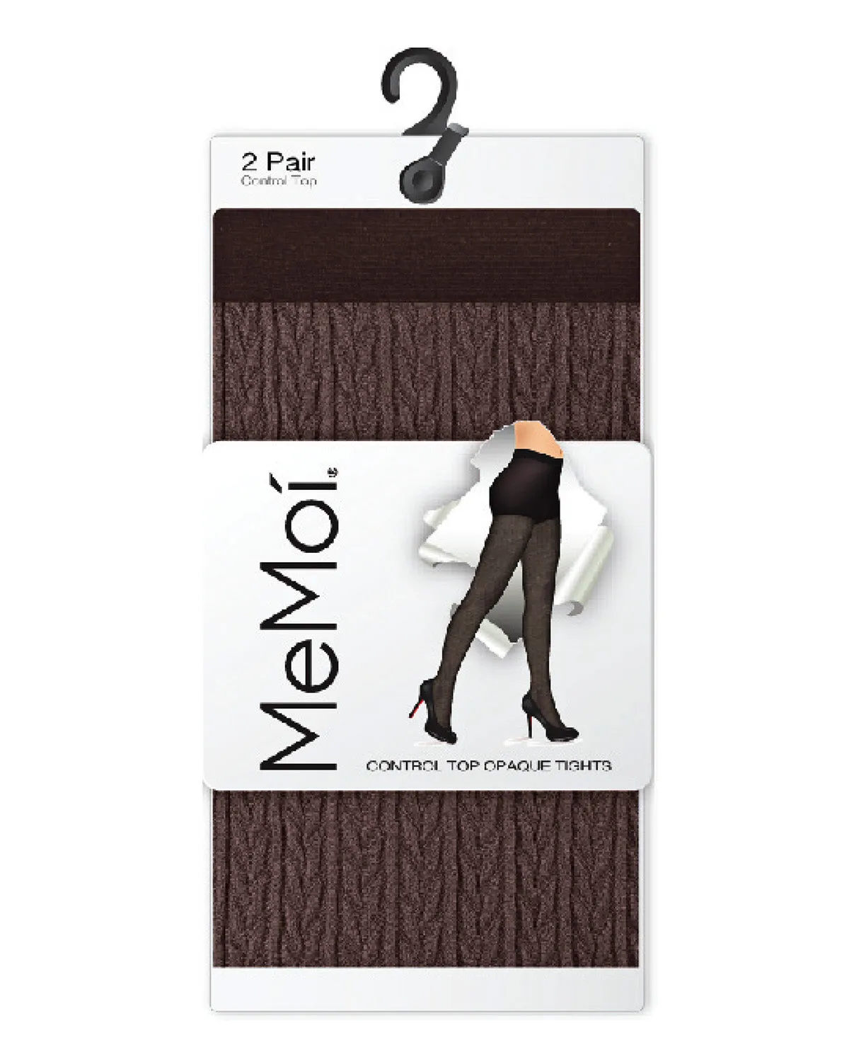 Braided Chain/Solid Control Top Tights 2 Pack