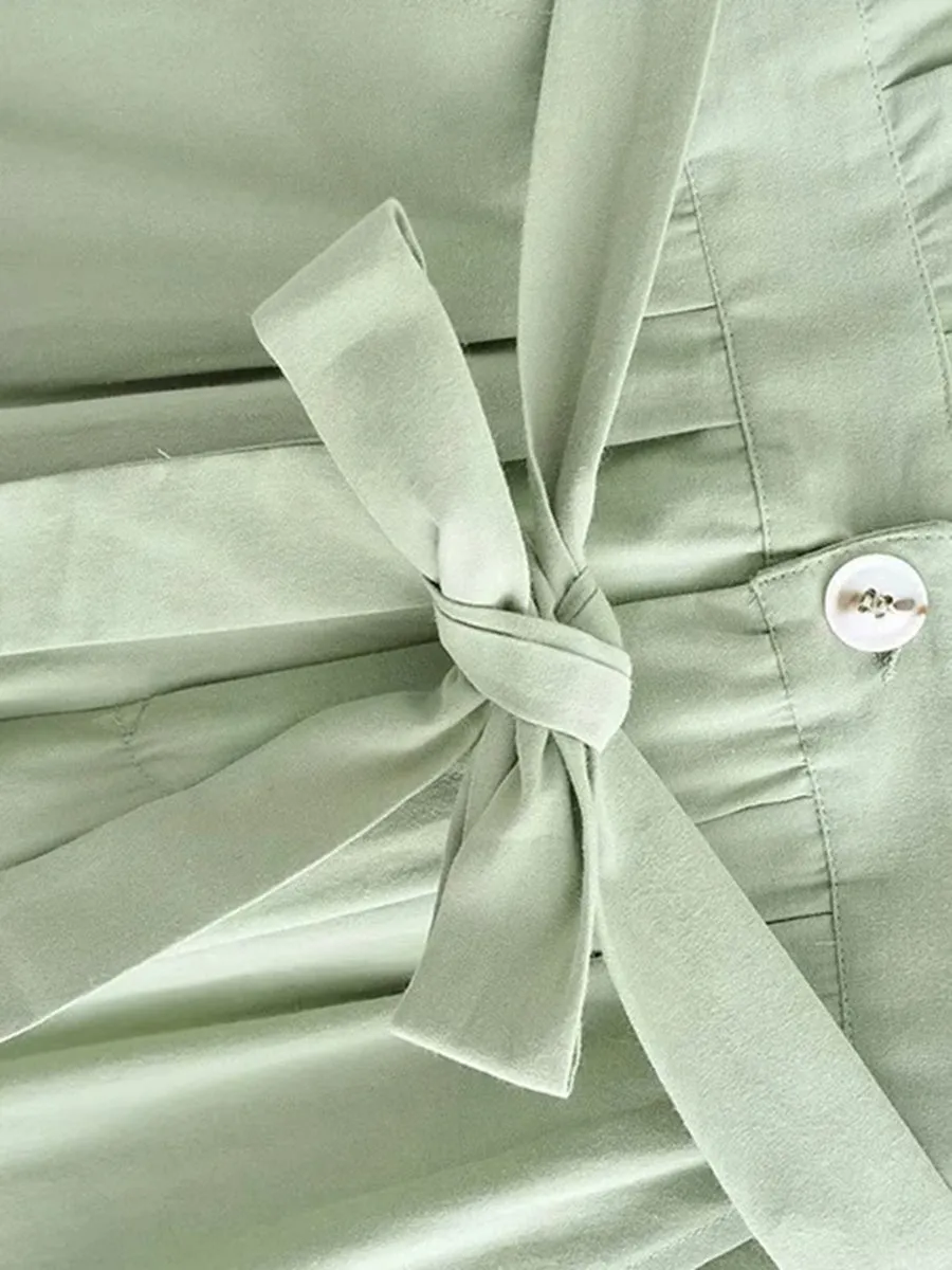 Button Belted Pockets Romper