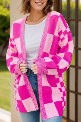 Checkmate Pink Checkered Cardigan
