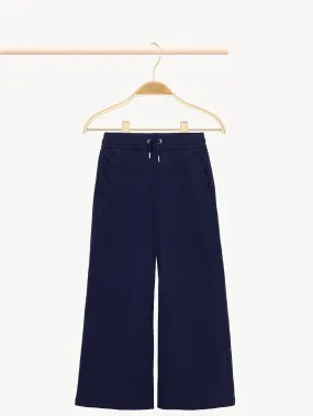 Chloé Girls Navy Blue Cotton Wide-Leg Joggers