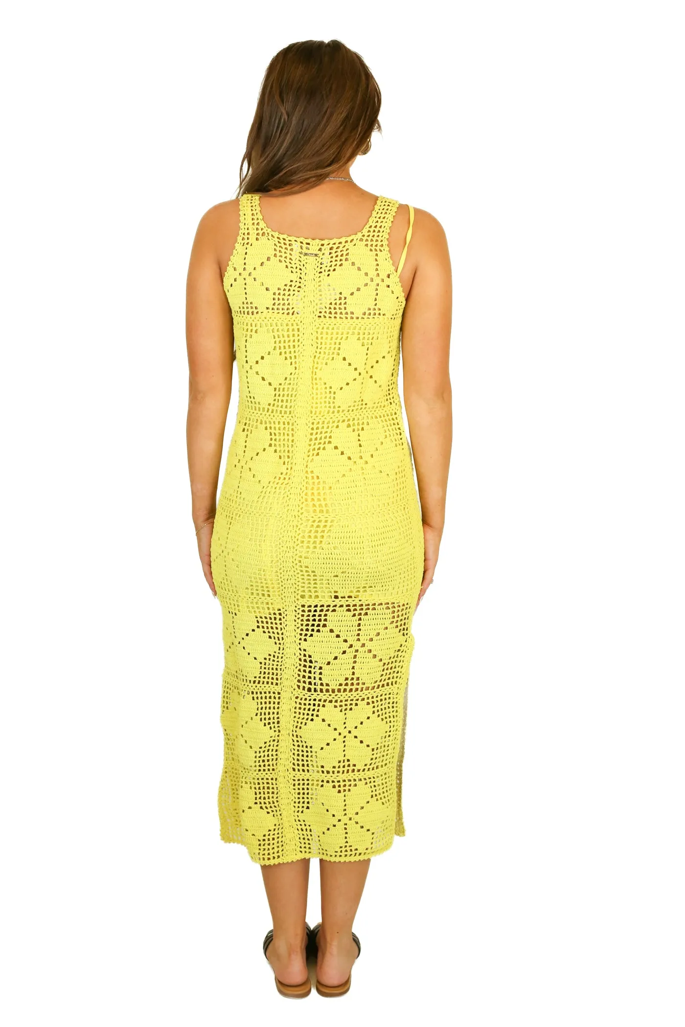 cleobella neon yellow crotchet maxi dress NWT (S; retail $298)