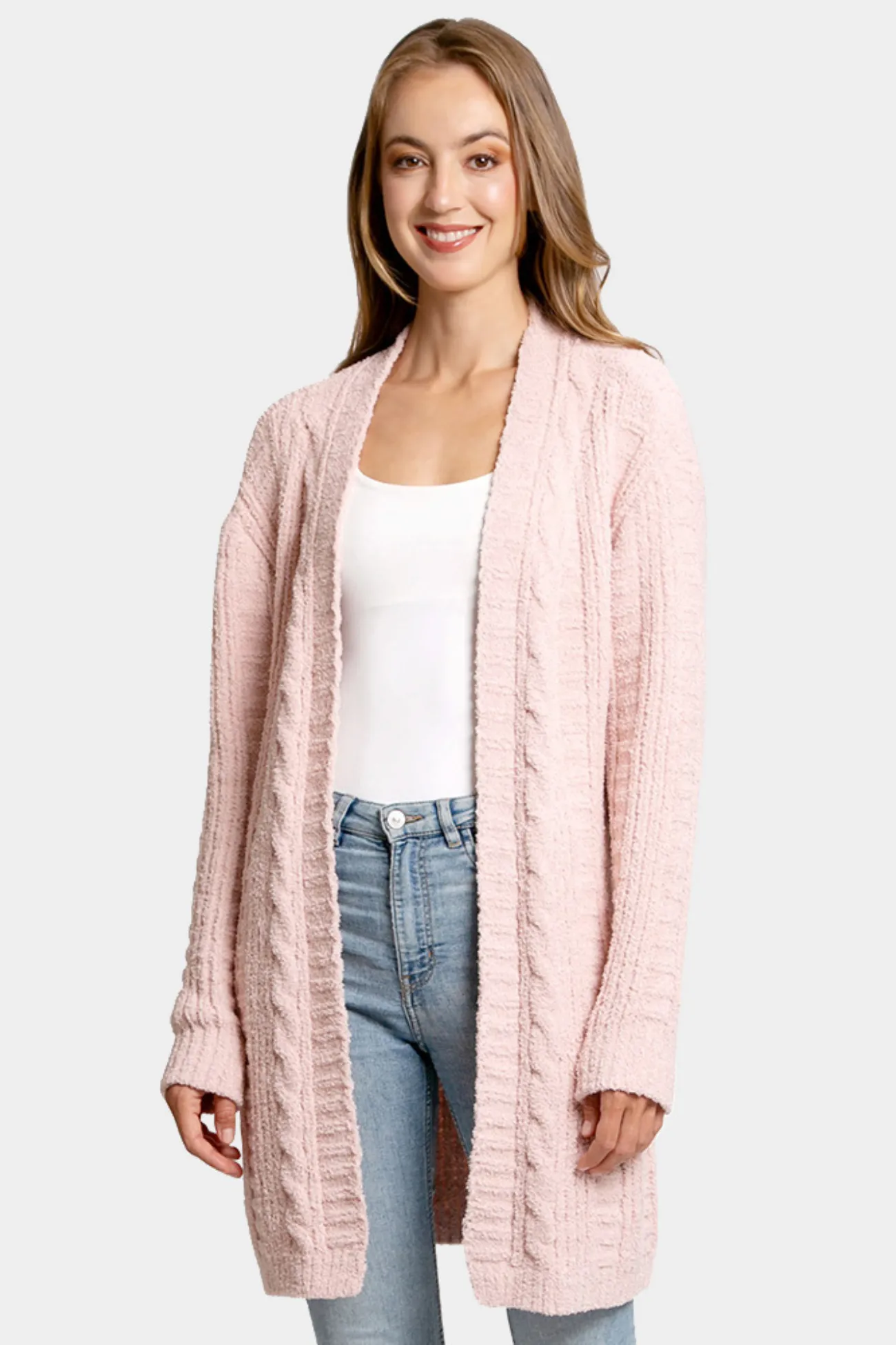 Coffee Dates Solid Twisted Knit Cardigan