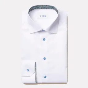 Contemporary Fit Signature Twill with Contrast Paisley Details / White