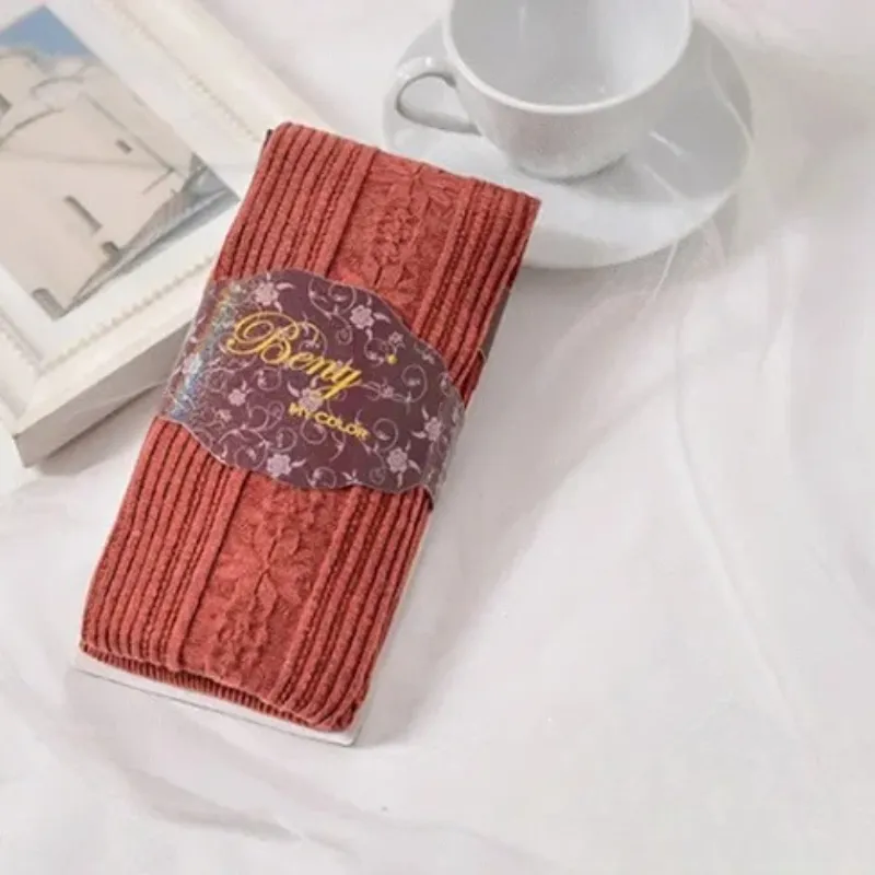 Cotton Blends Bottoming Socks Retro Knitted Winter Stripe Tights