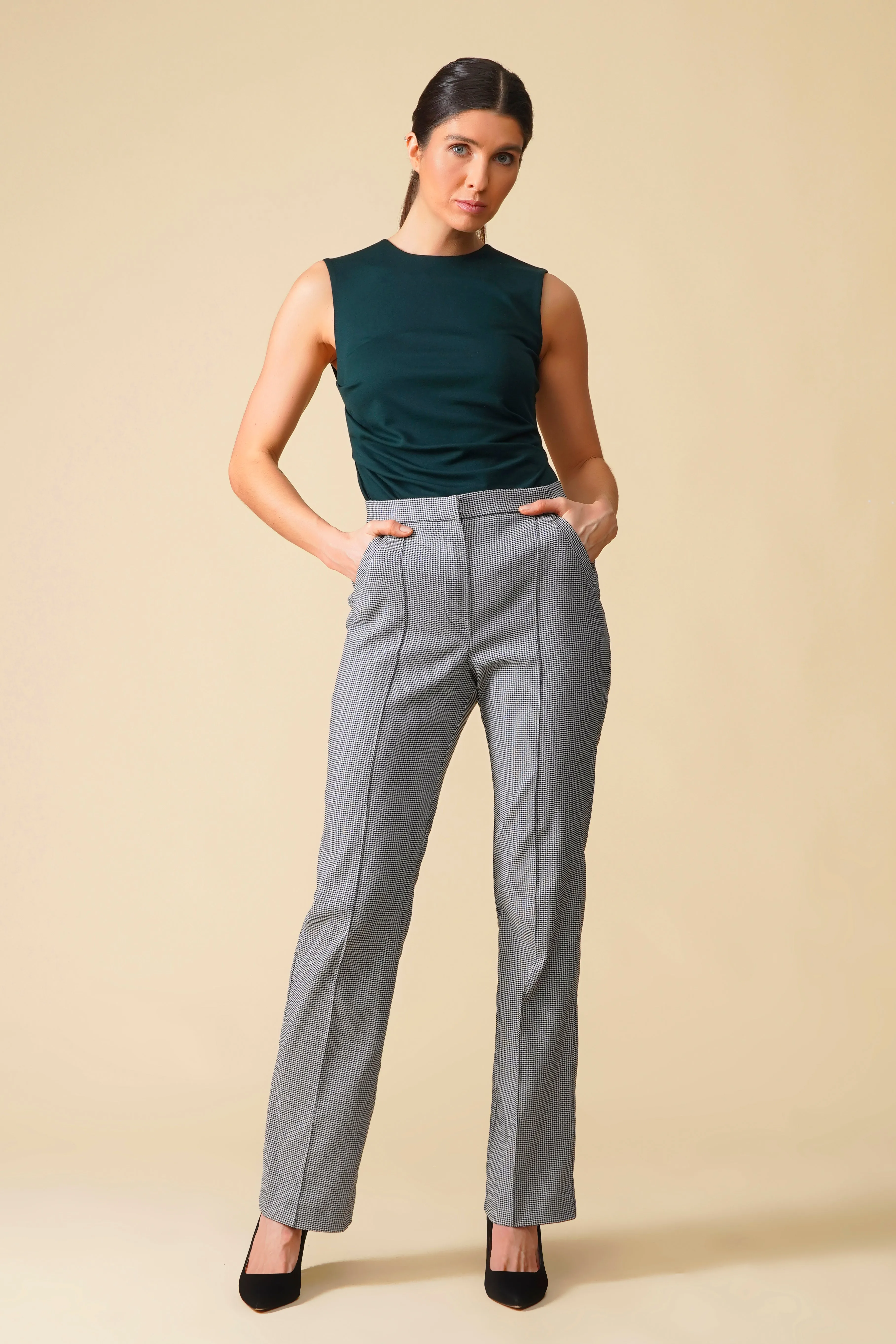 Dark green asymmetrical jersey fitted top