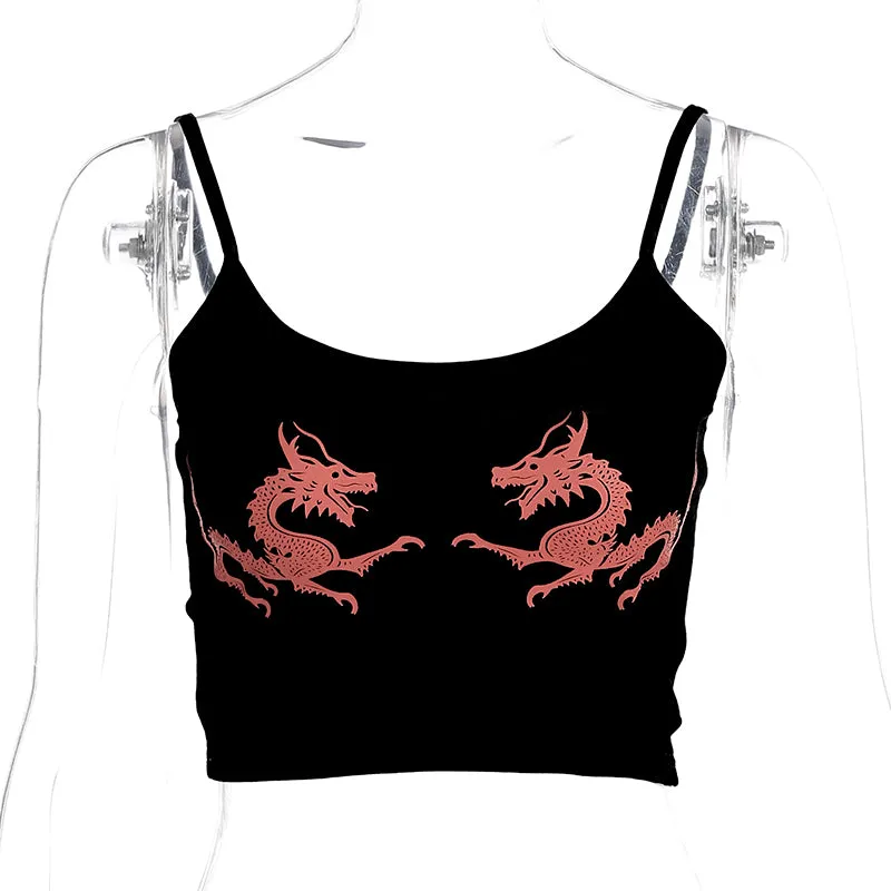 Dragon detail crop tank top