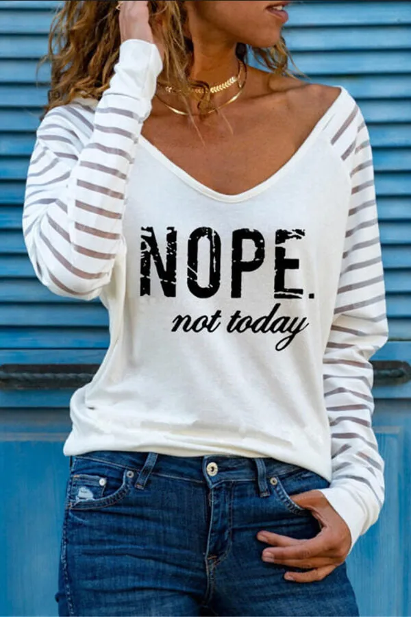 Dunnmall Casual V Neck Regular Print Basic Top
