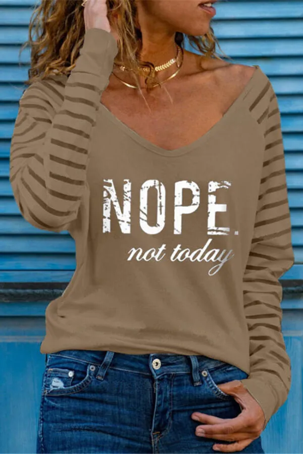 Dunnmall Casual V Neck Regular Print Basic Top