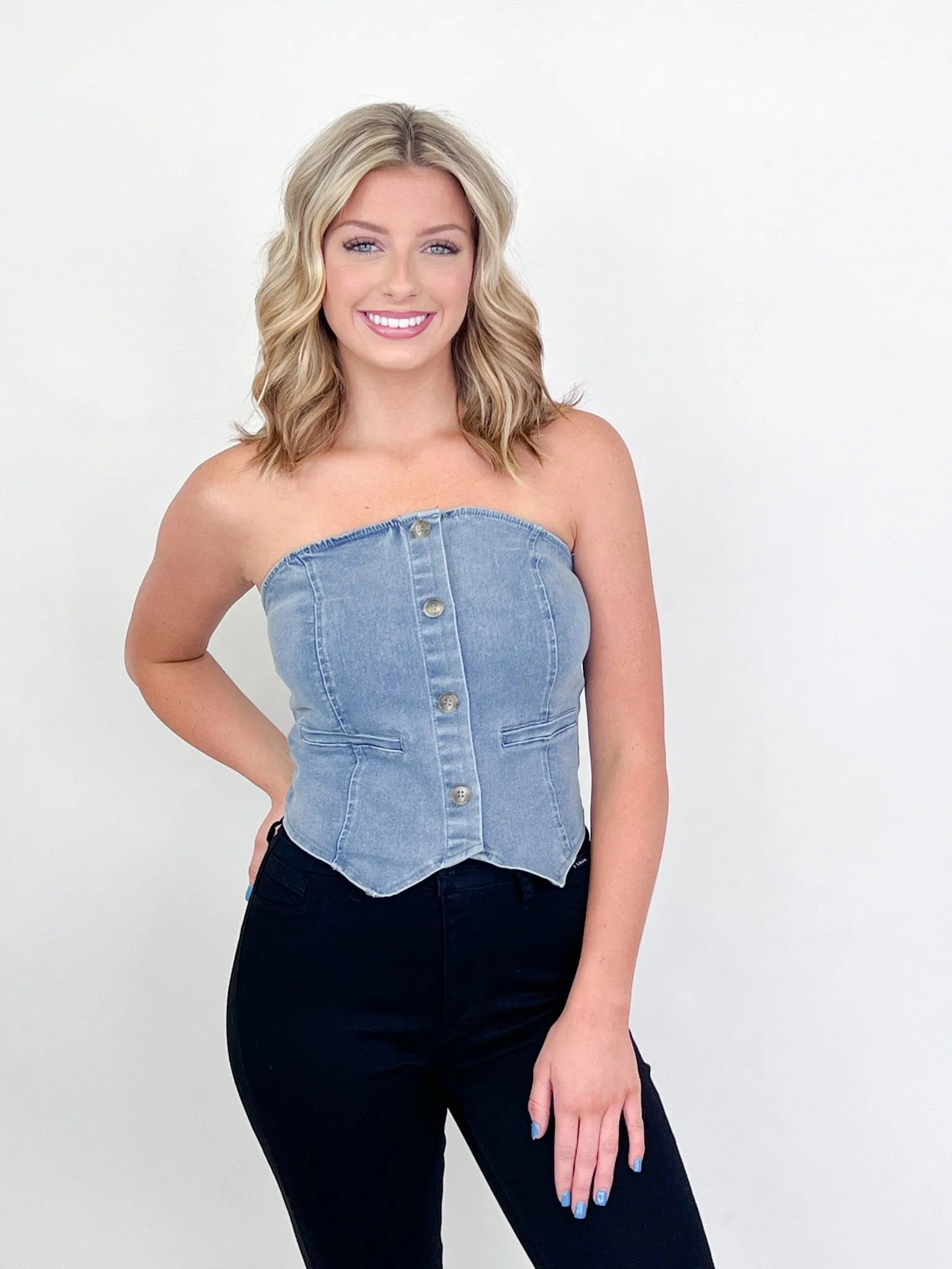 Ember - Strapless Denim Top