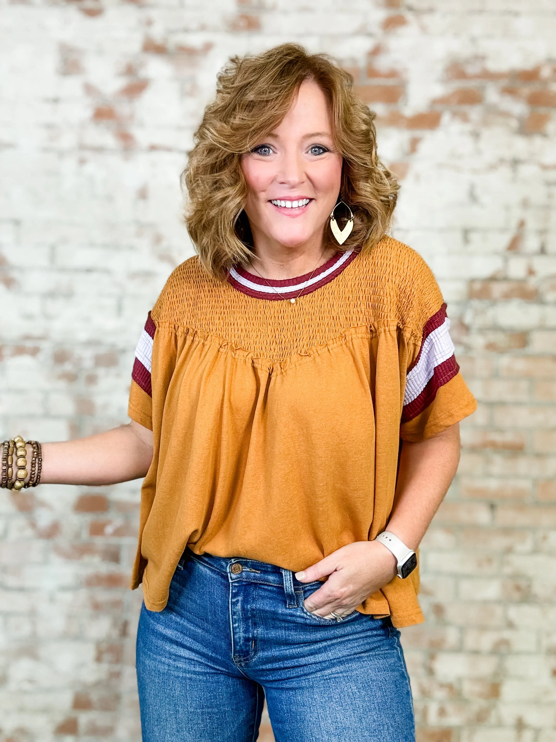 Emme Smocked Colorblock Top - FINAL SALE