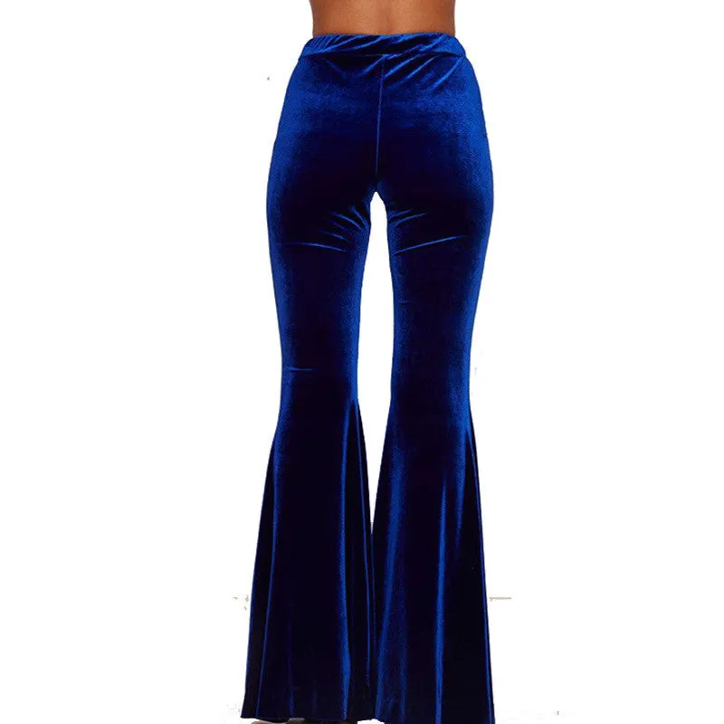 Fashion High Waist Velvet Women's Long Bell Pants