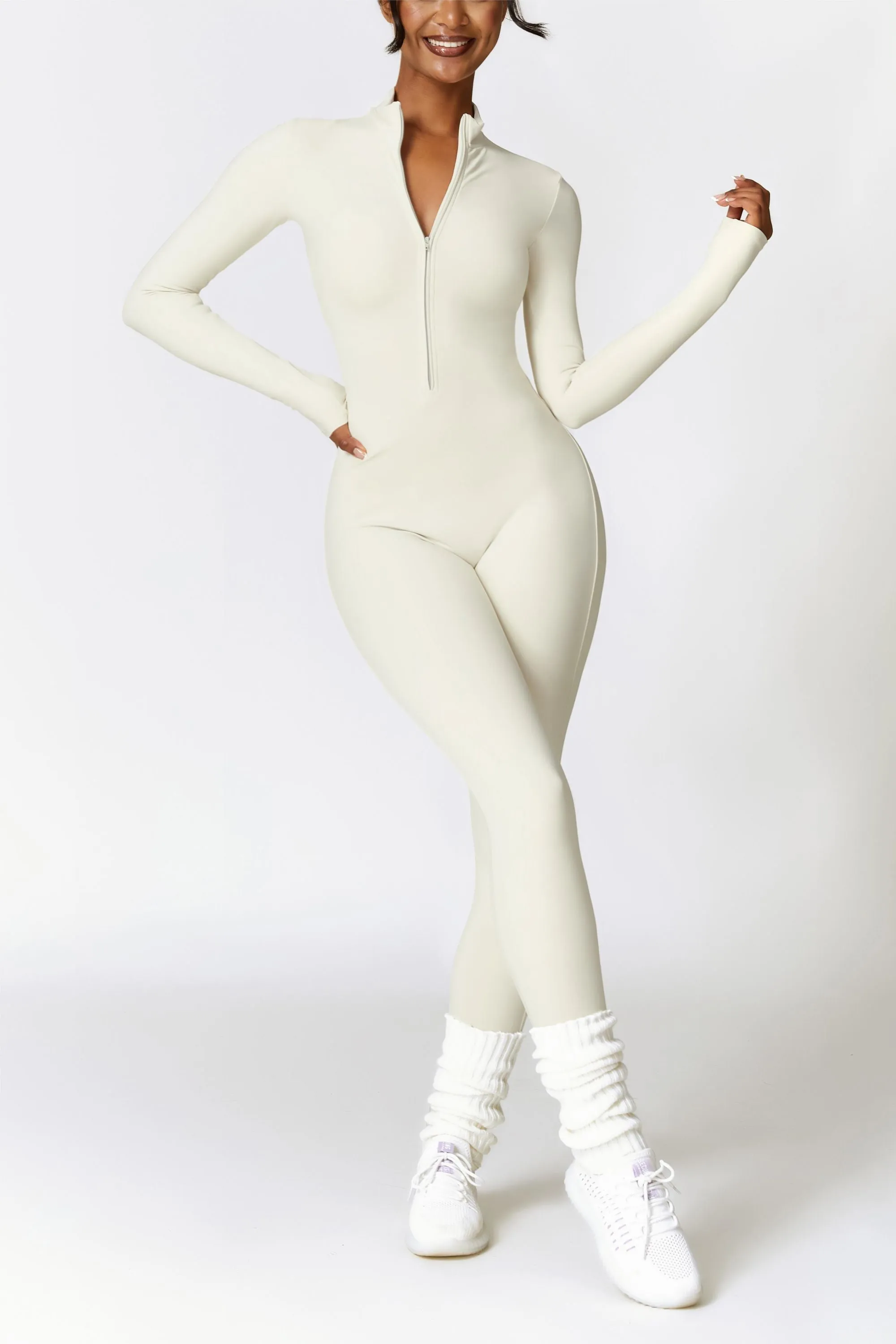 Fleece-Lined Half-Zip Active Jumpsuit