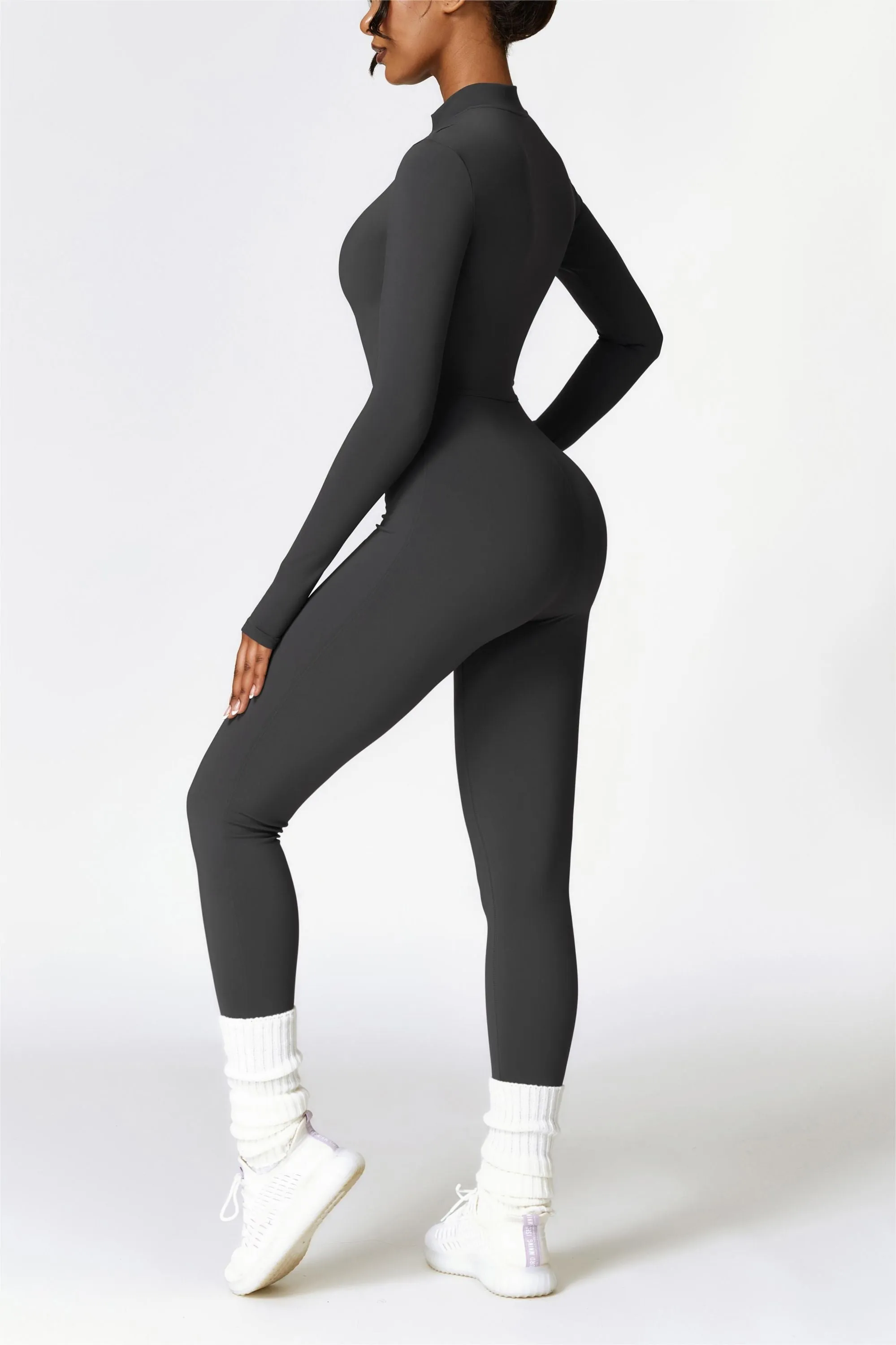 Fleece-Lined Half-Zip Active Jumpsuit