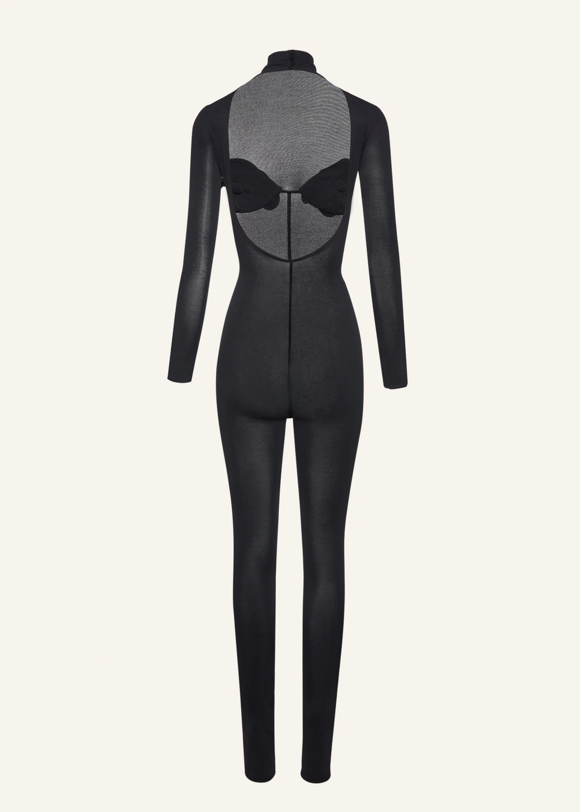 Flower bra jersey jumpsuit in black