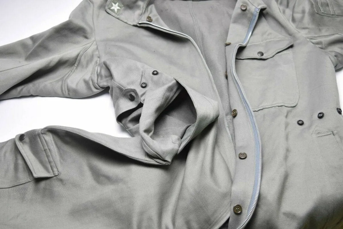 Genuine Italian army coverall suit military grey overall jumpsuit zip-front NEW