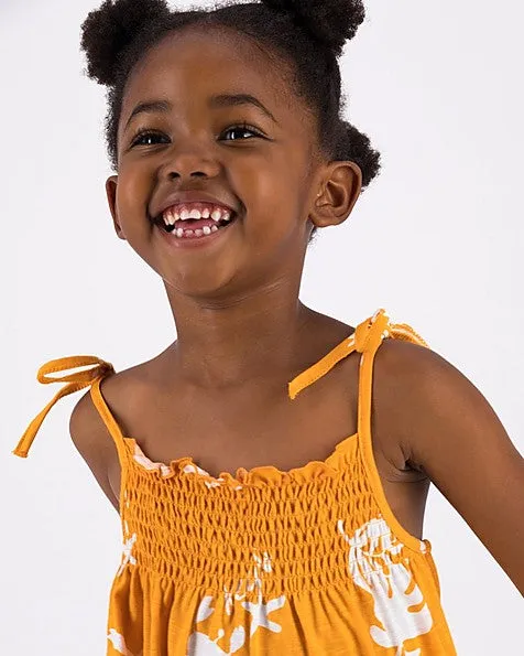 Girls Tropical Smocked Jumpsuit