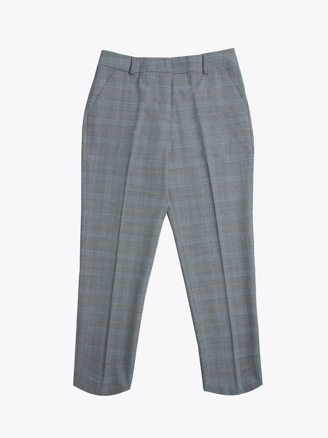 Grey checked high waist trousers