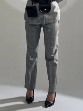 Grey checked high waist trousers